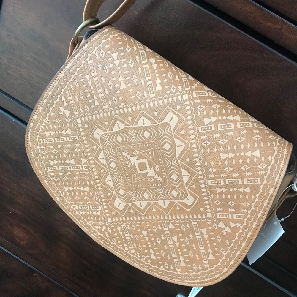 NWT!!!  Boho brown crossbody saddle bag.